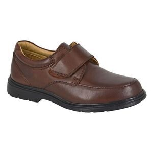 Roamers Mens Leather Extra Wide Formal Shoes / Brown